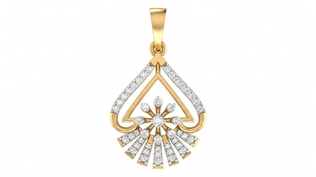 Yellow gold and diamond pendant  on white background