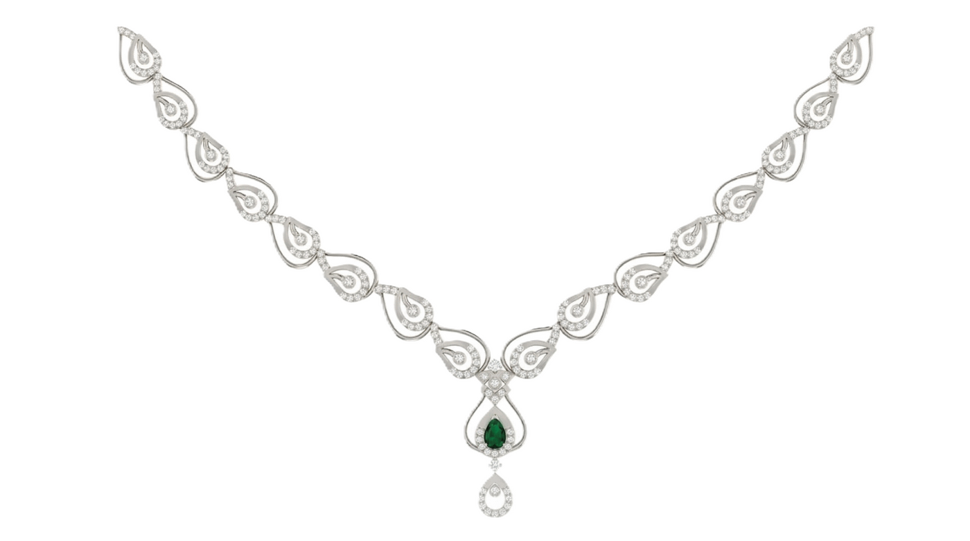 Gold & Diamond Gemstone Necklace Set KRC60124