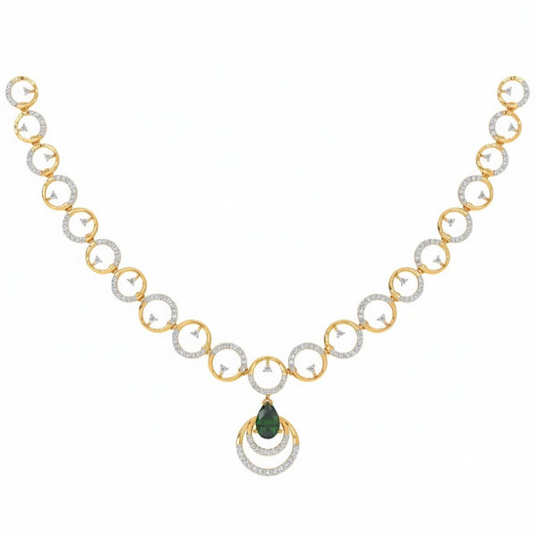 14K गोल्ड और डायमंड जेमस्टोन नेकलेस सेट KRH44048N