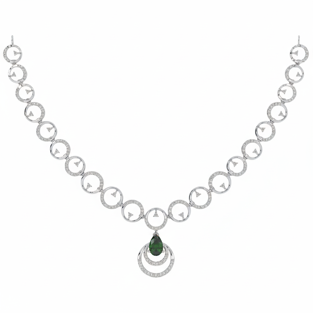 Gold & Diamond Gemstone Necklace Set KRC60112