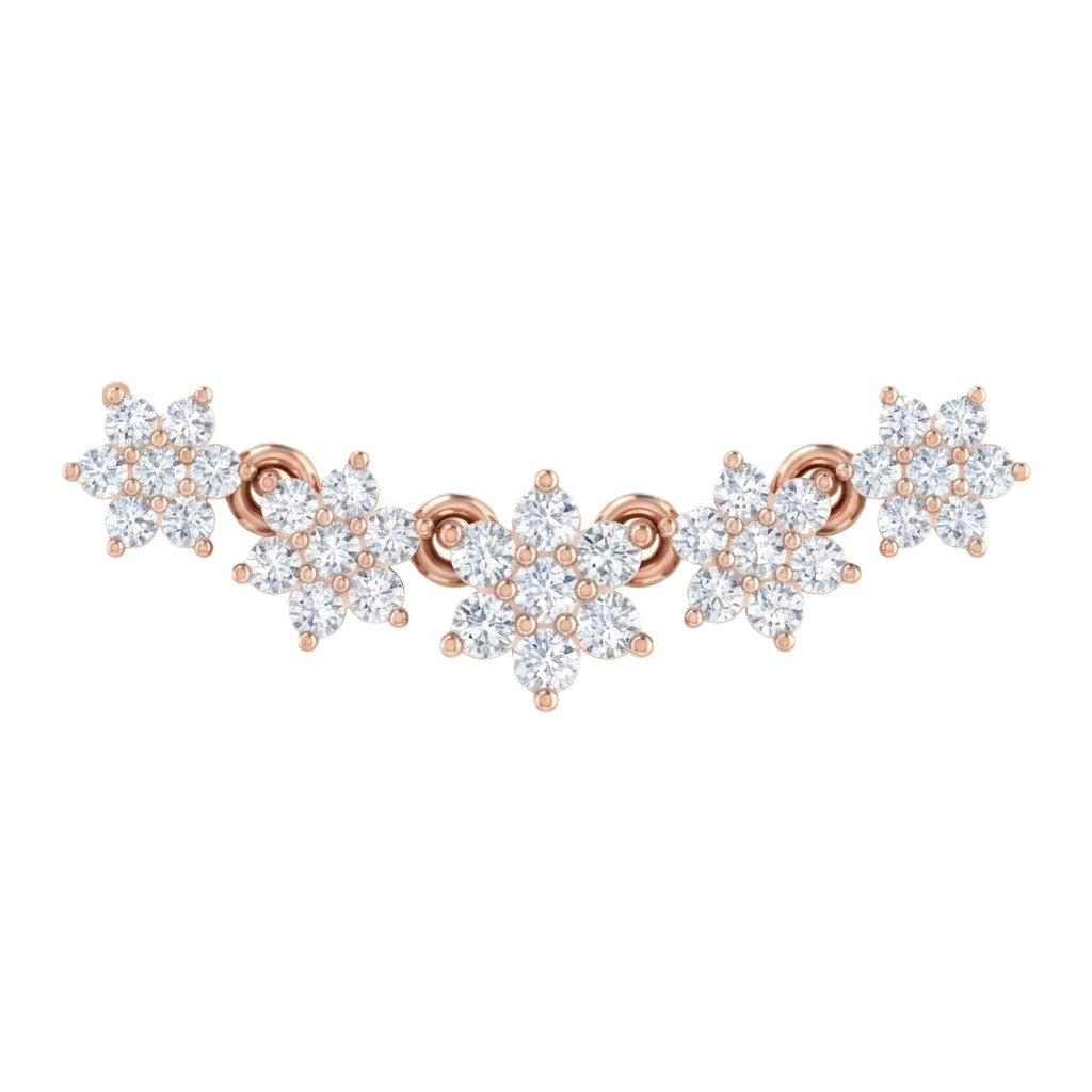 rose gold and diamond mangalsutra with white background.