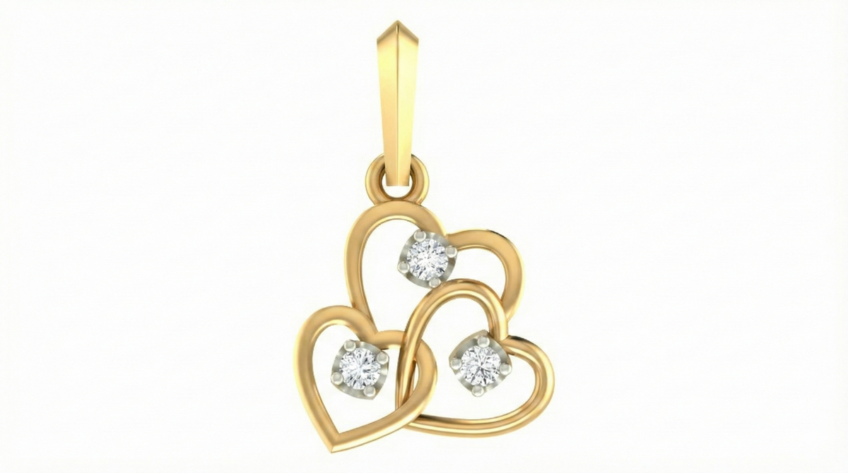 18K Gold & Diamond Heart Pendant Set KRA40130P