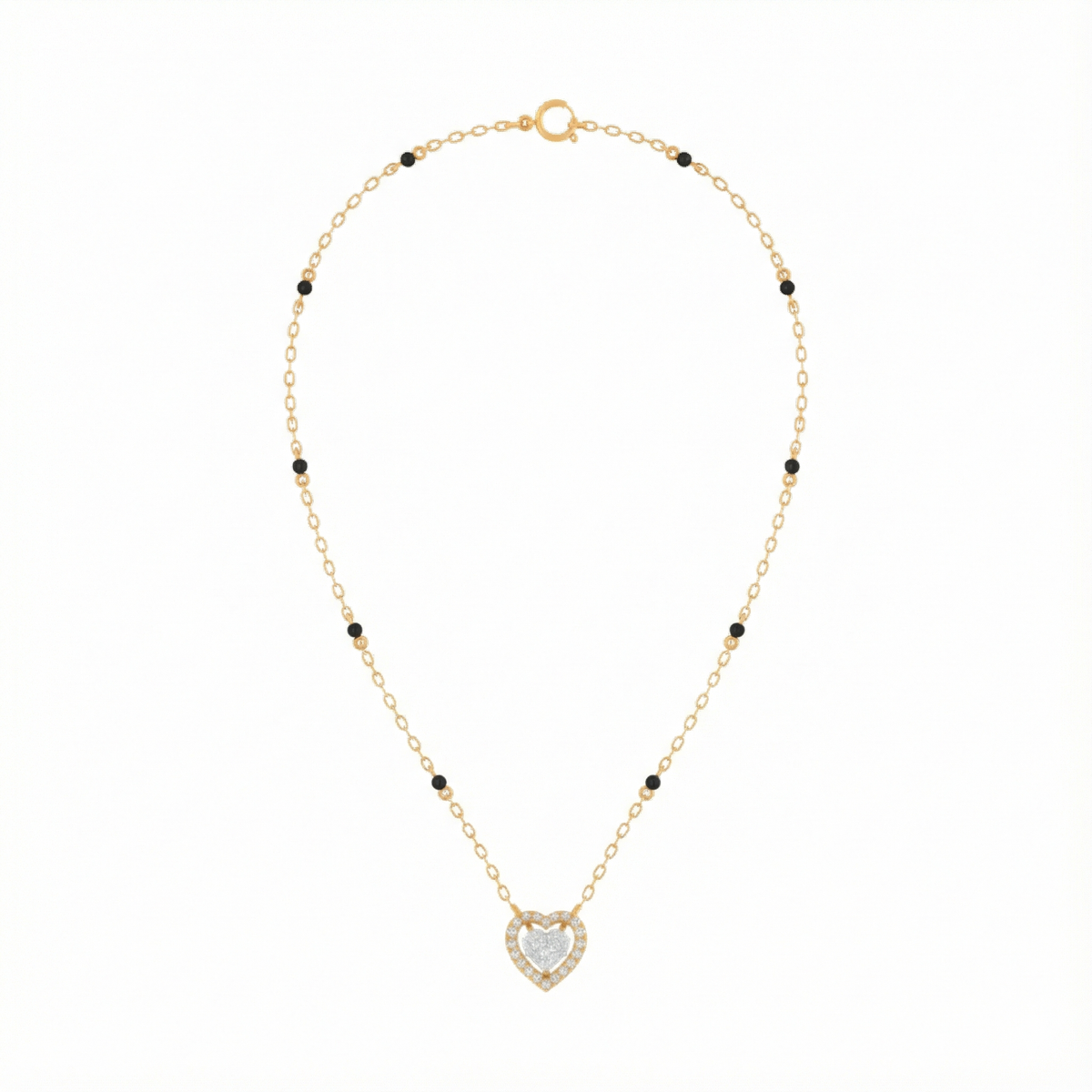 18K Gold & Diamond Heart Mangalsutra For Women KRE90098