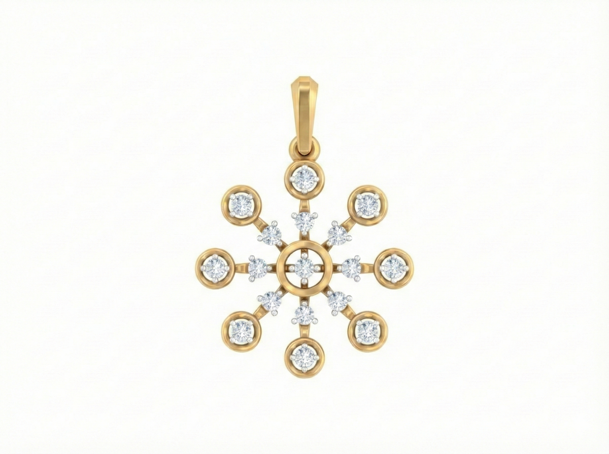 18K Gold & Diamond Floral Pendant Set KRK40185P