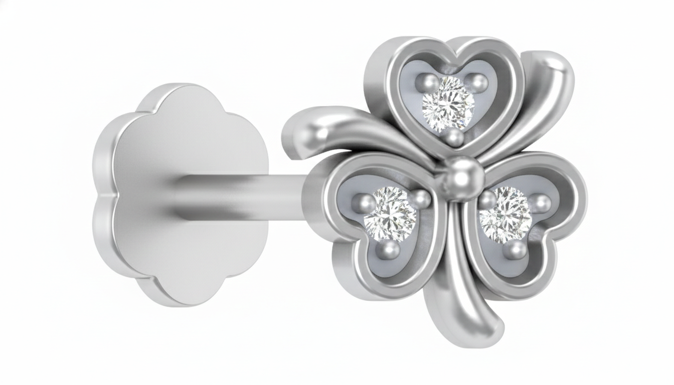 Gold & Diamond Stud Nose Pin KRC80096