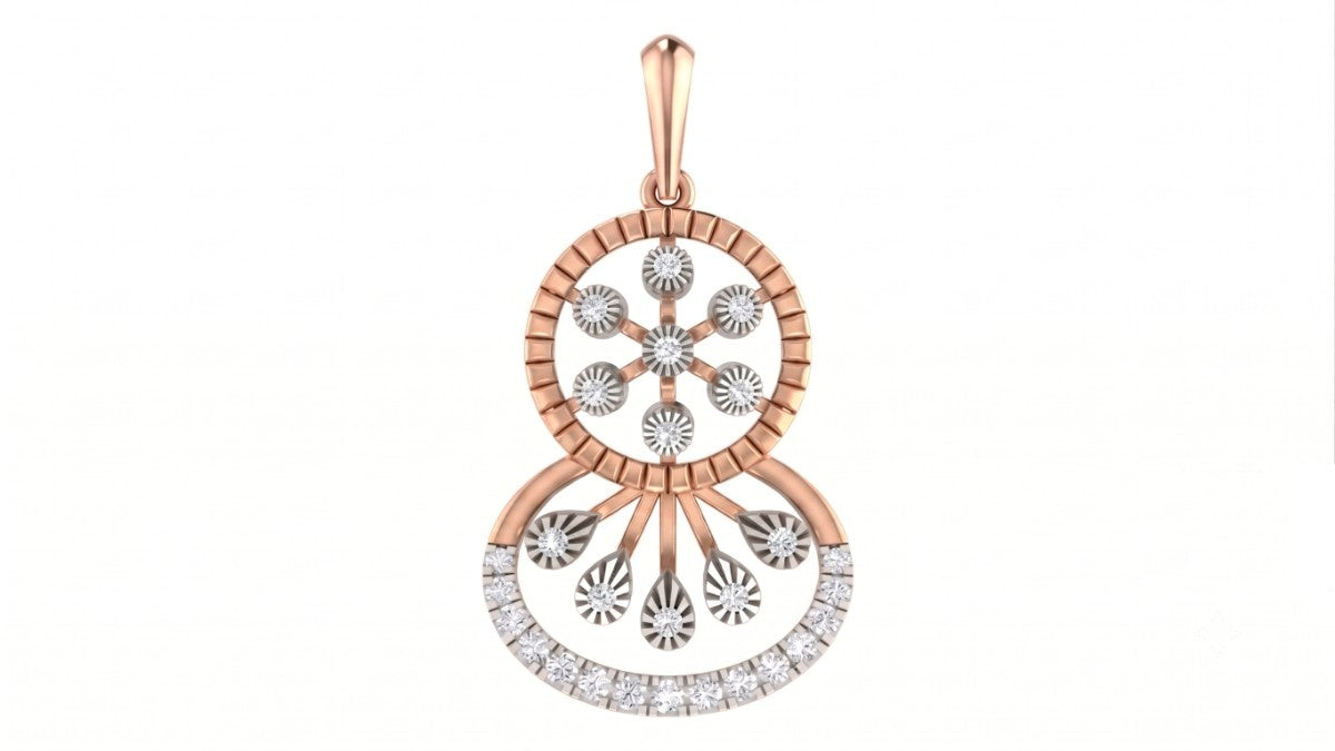 Rose gold and diamond premium pendant on white background