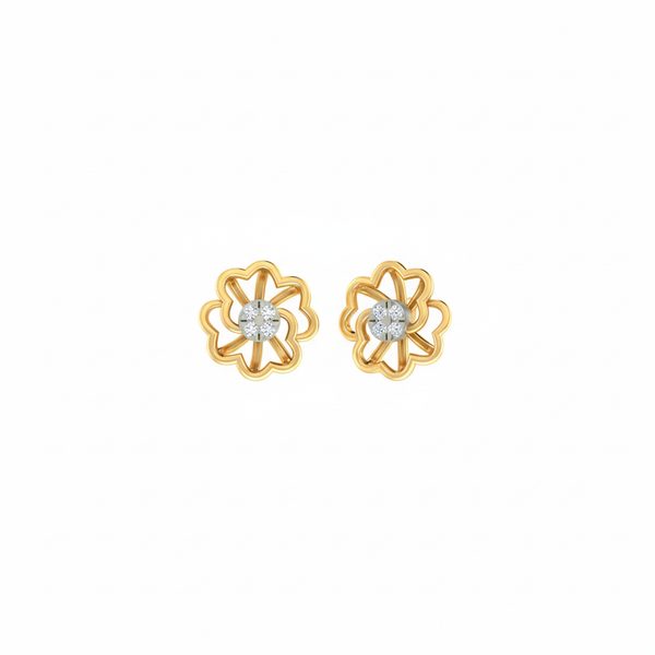 Gold & Diamond Women Floral Stud Earring KRB30096