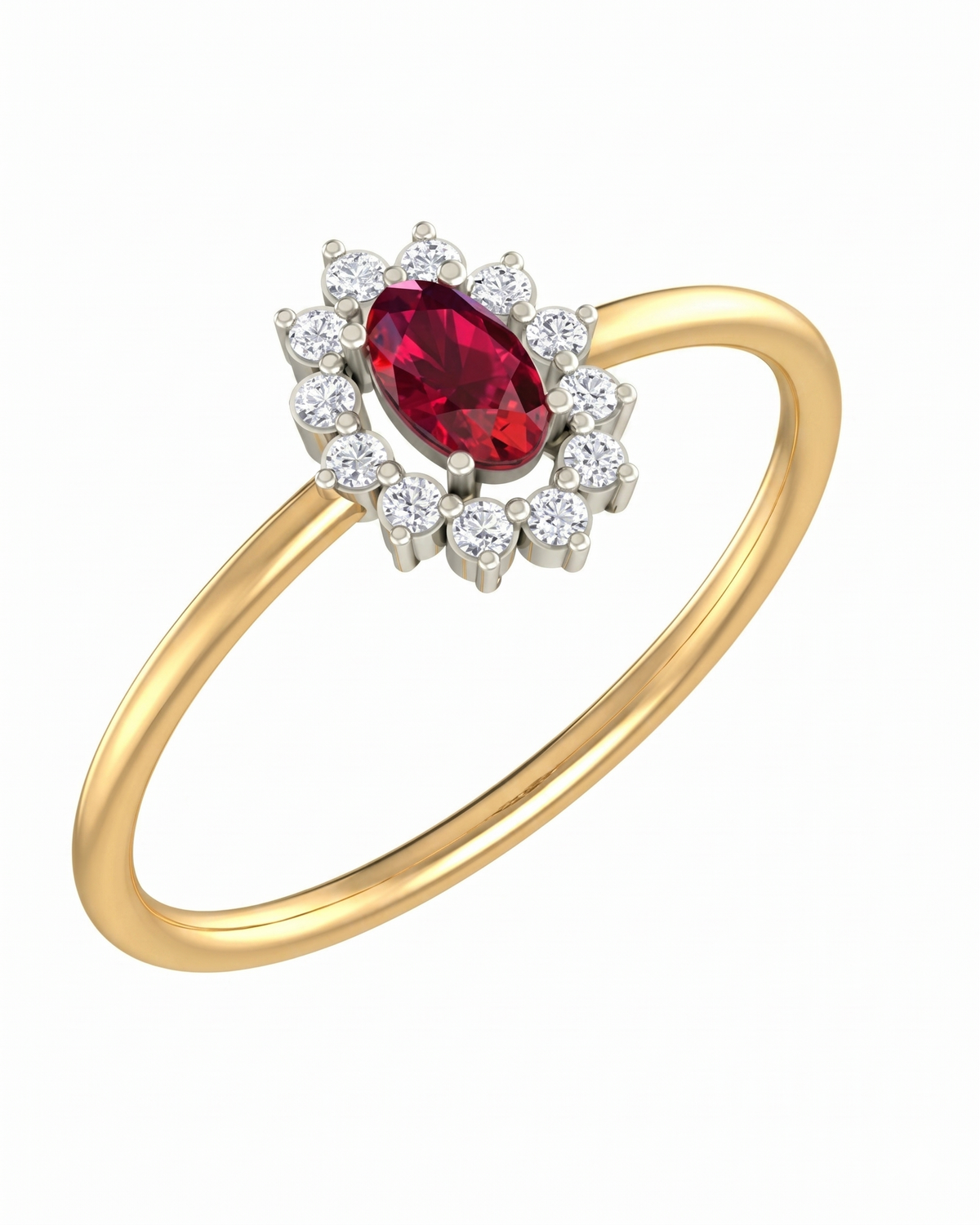 Gold & Diamond Gemstone Ring For Women KRB10129