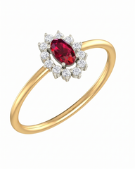 Gold & Diamond Gemstone Ring For Women KRB10129