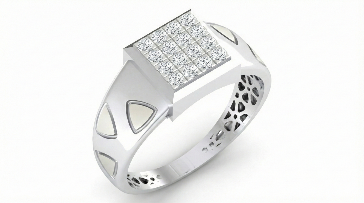 Gold & Diamond Square Ring For Men KRC20180