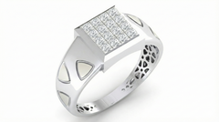 18K Gold & Diamond Square Ring For Men KRA60231