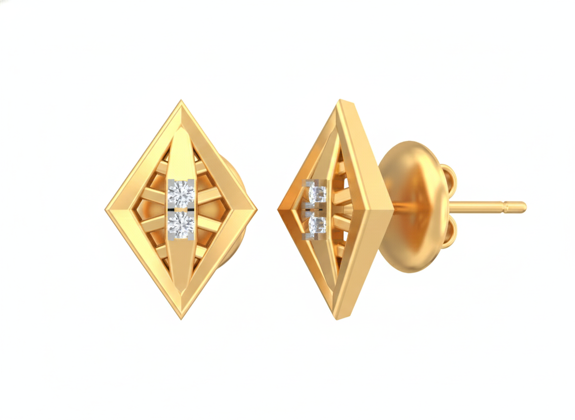 18K Gold & Diamond Women Stud Earring KSK062