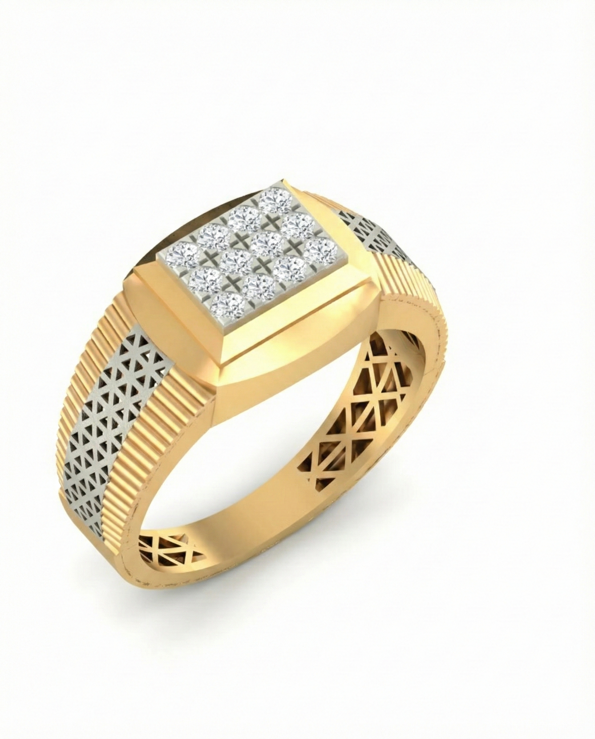 18K Gold & Diamond Band Ring For Men KRA60194