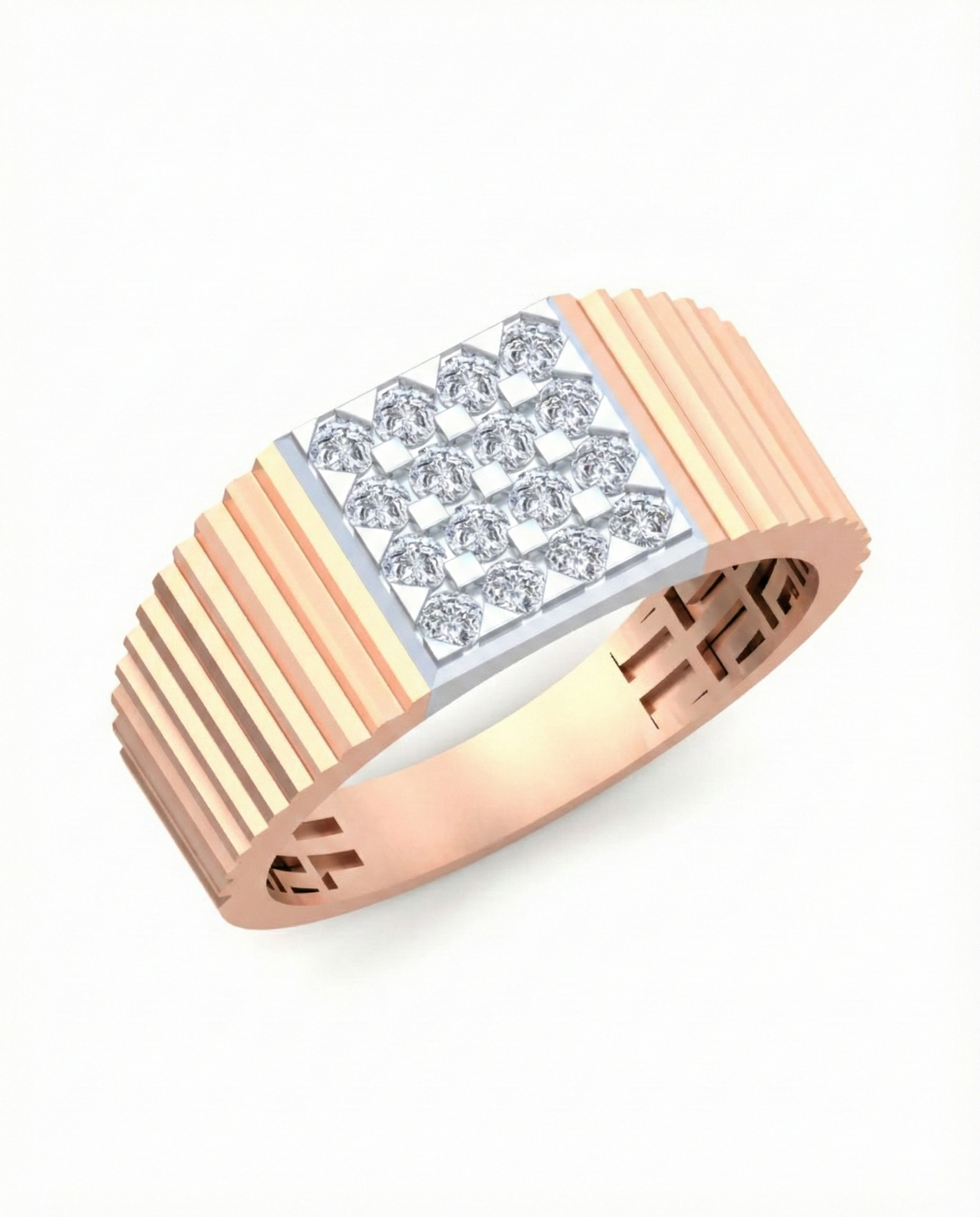 Gold & Diamond Square Ring For Men KRC20212
