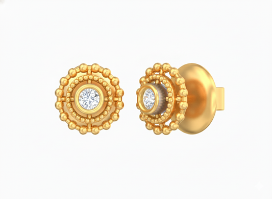 18K Gold & Diamond Solitaire Women Earring KSK050