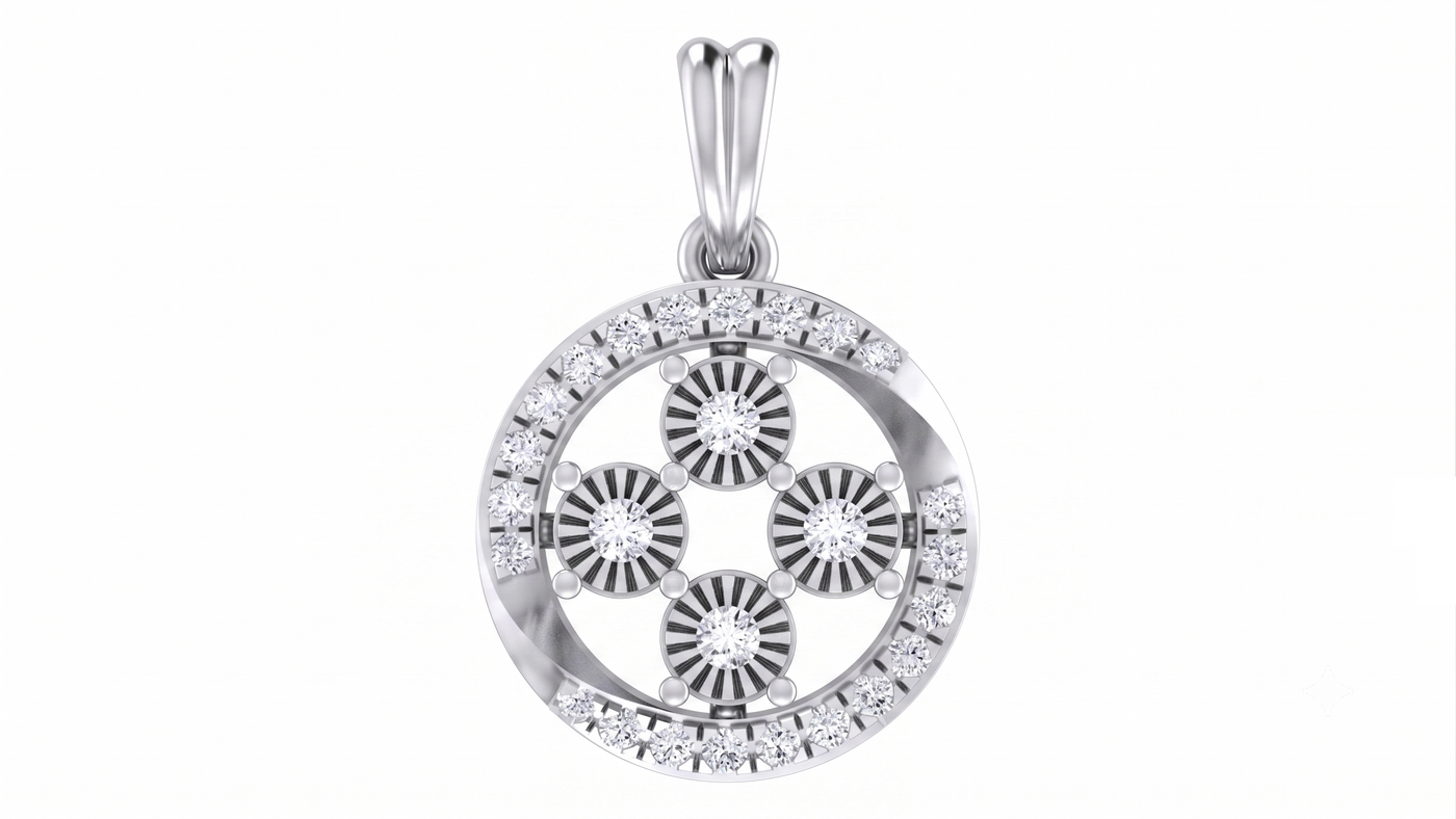 Gold & Diamond Round-Shaped PENDANT SET KRC40716