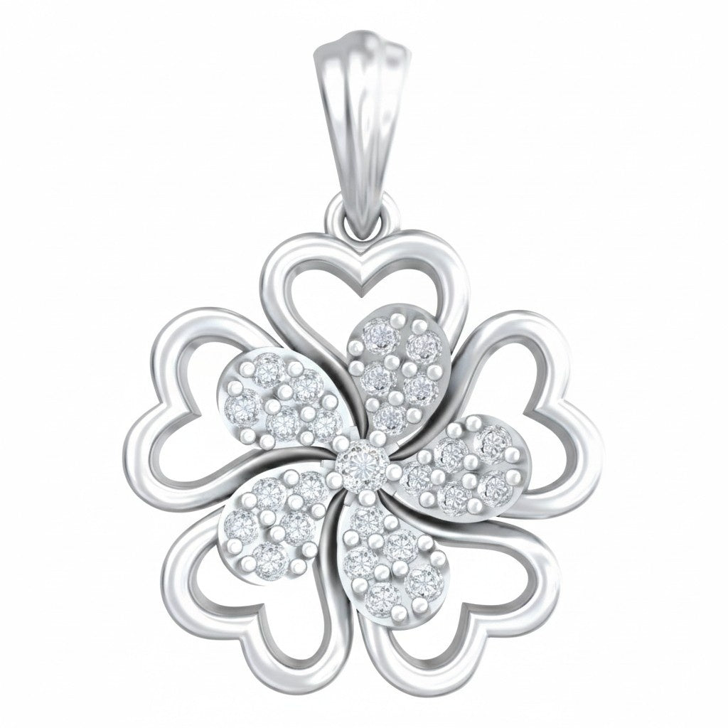 White Gold and diamond pendant on white background