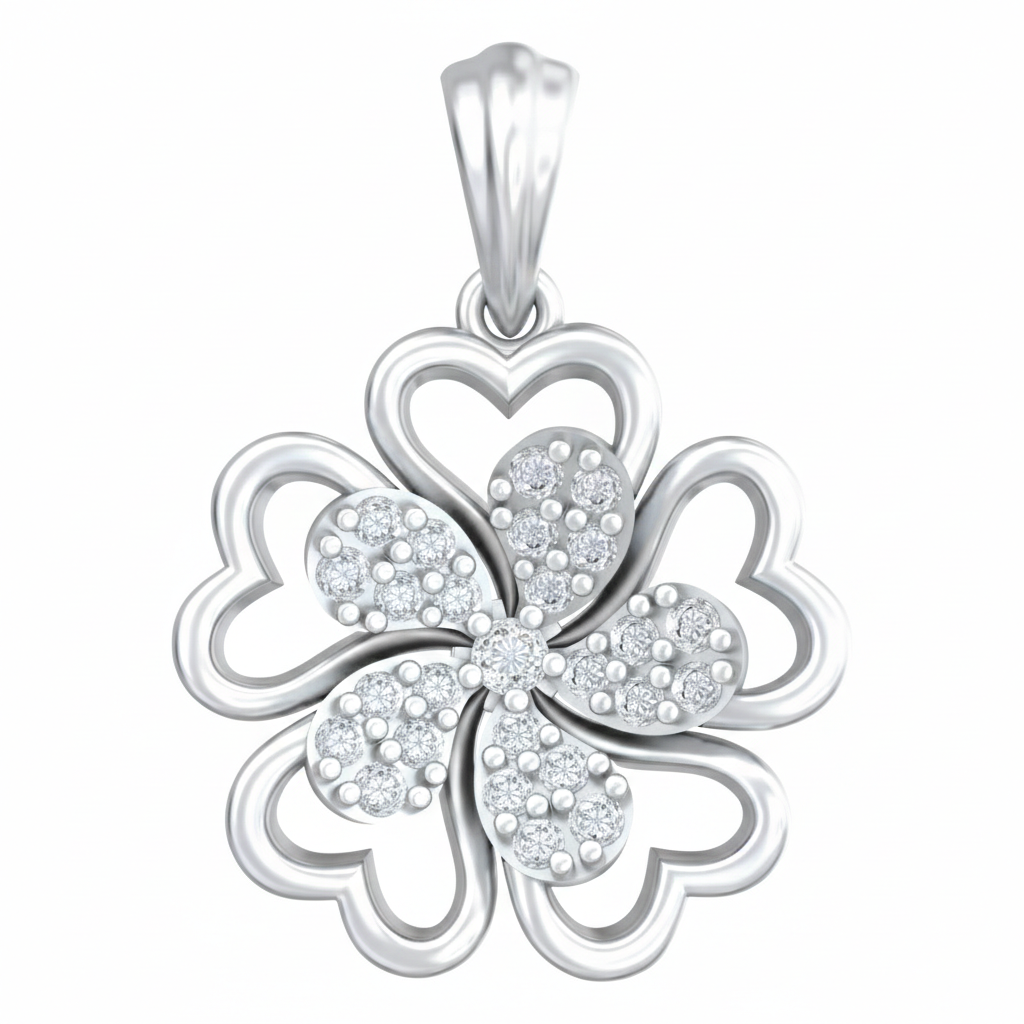 Gold & Diamond Floral Pendant Set KRC40680
