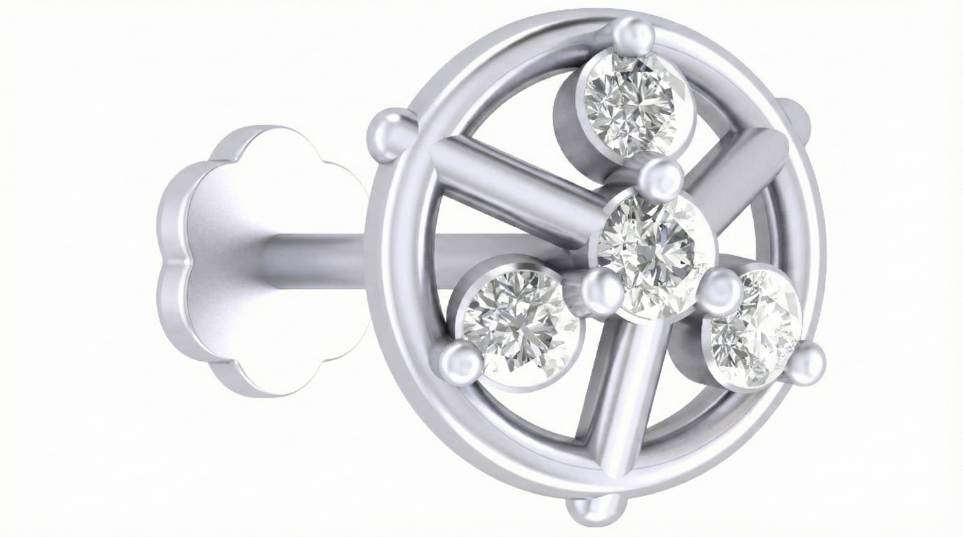 18K Gold & Diamond Round Nose Pin KRA50288