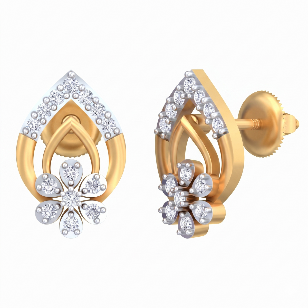 Yellow Gold Diamond Earring | under 40k 