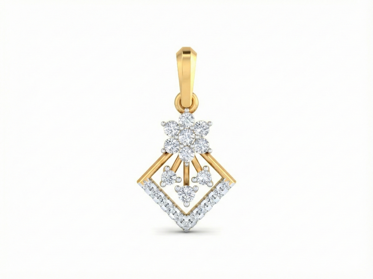 18K Gold & Diamond Floral Pendant Set KRK40196P