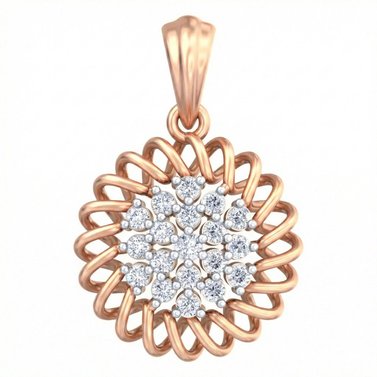Rose gold and diamond pendant for casual and formal styling.
