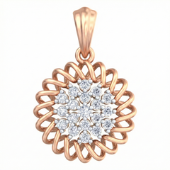 18K Gold & Diamond Floral Pendent Set KRB40078P