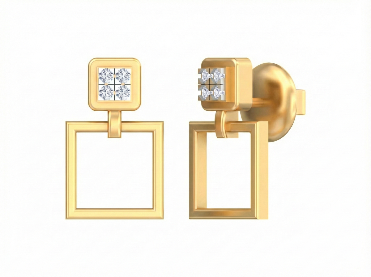 18K Gold & Diamond Women Dailywear Earring KSK022