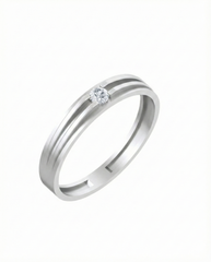 18K Gold & Diamond Solitaire Band Ring For Men KSK219