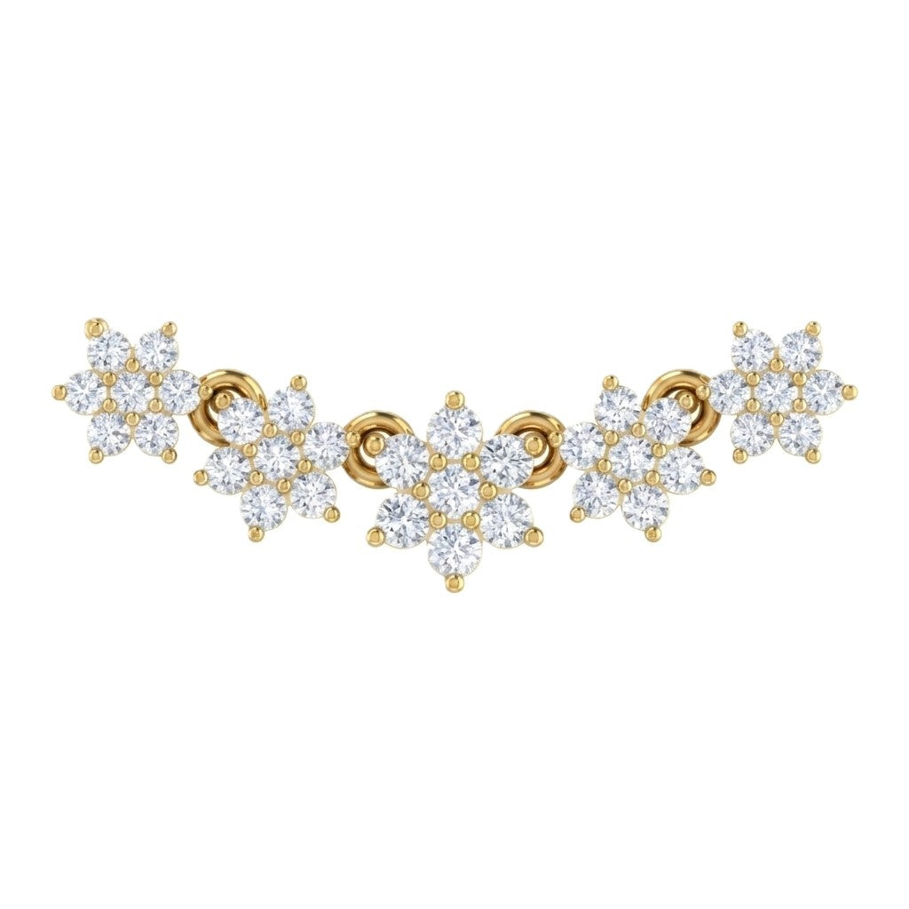 yellow gold and diamond mangalsutra with white background.
