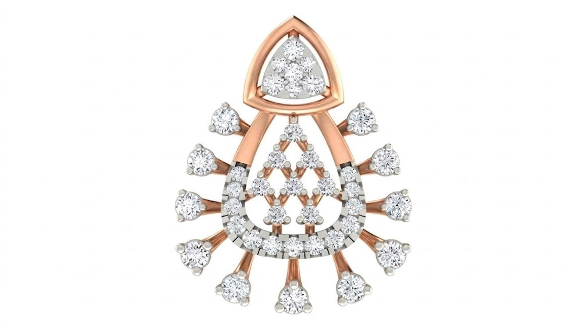 Rose Gold & Diamond Partywear Pendant Set on white background