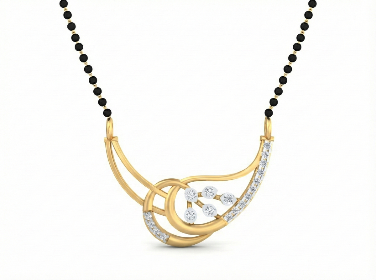 18K Gold & Diamond Beaded Mangalsutra For Women KSK184