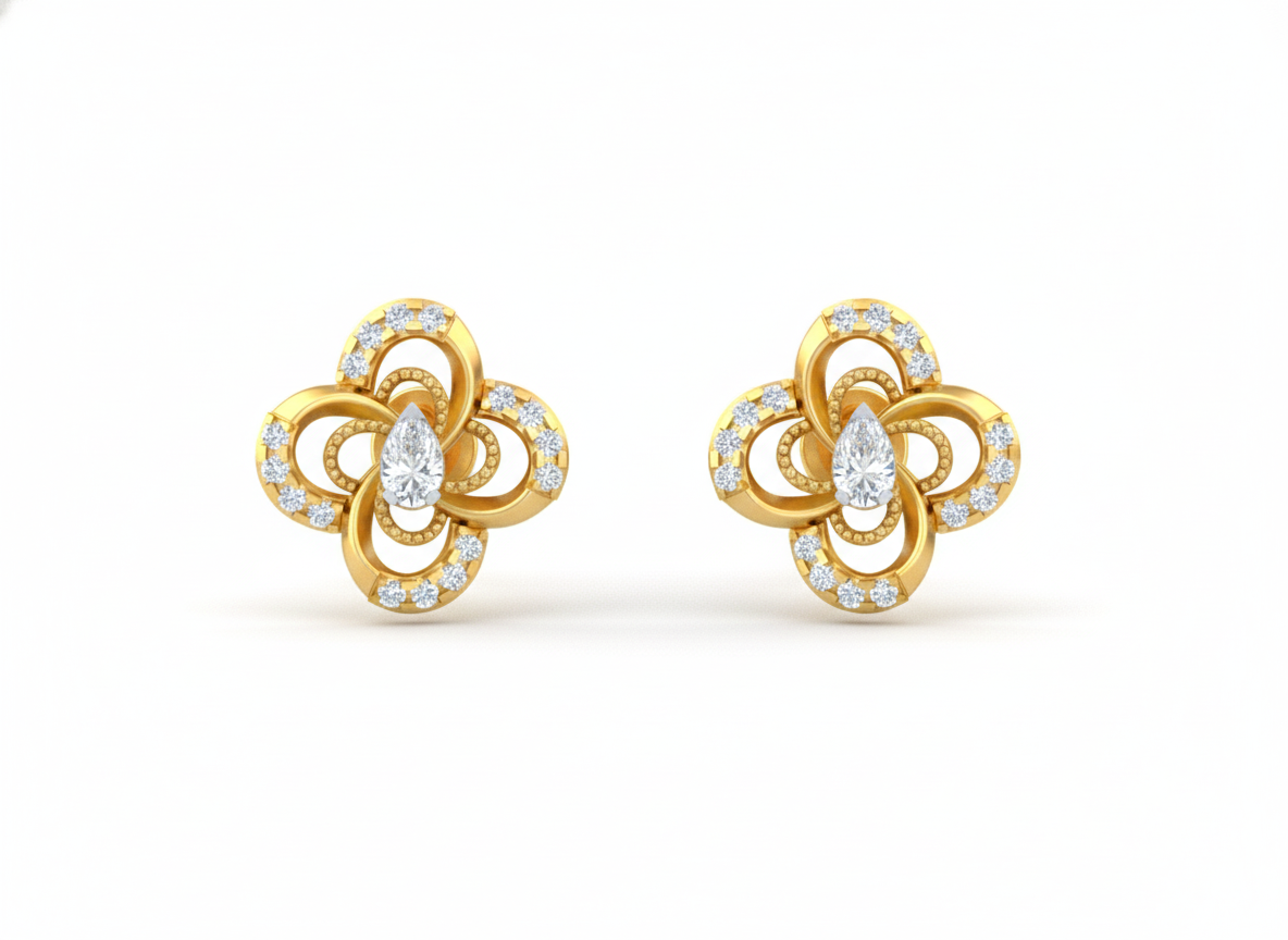 18K Gold & Diamond Women Stud Earring KRK40187E