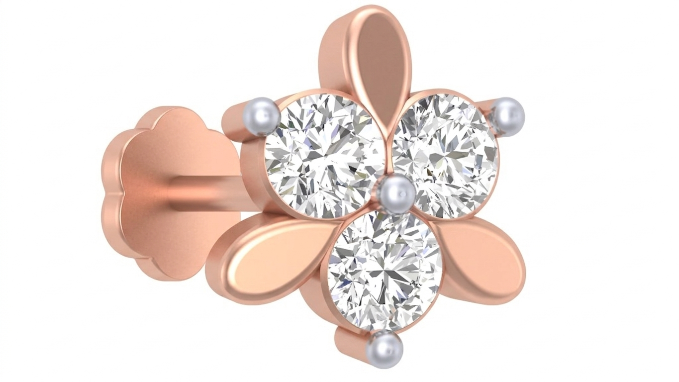 Gold & Diamond Stud Nose Pin KRC80178
