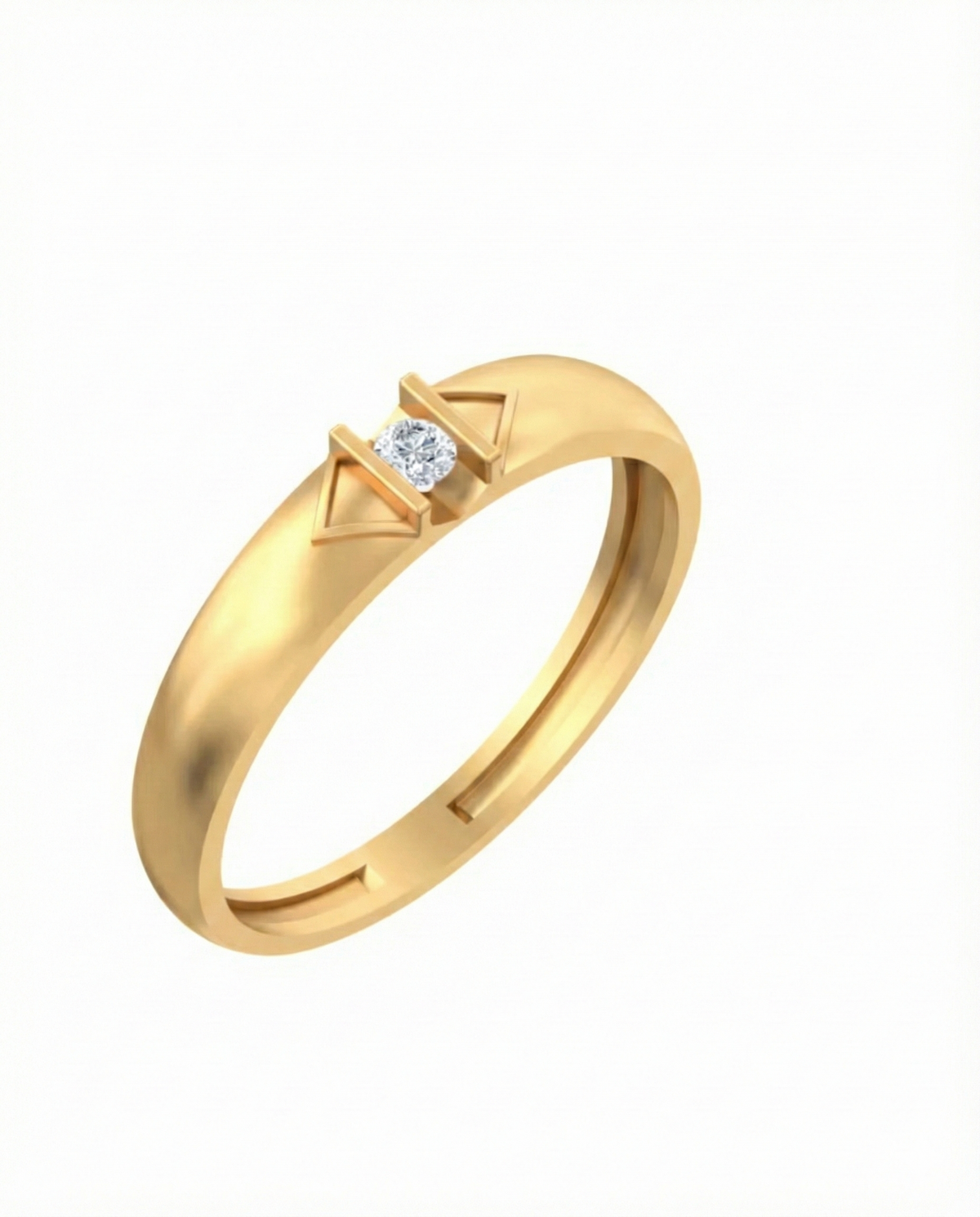 18K Gold & Diamond Solitaire Band Ring For Men KSK212