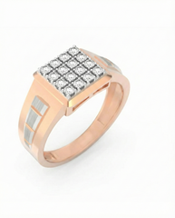 18K Gold & Diamond Square Ring For Men KRC60129