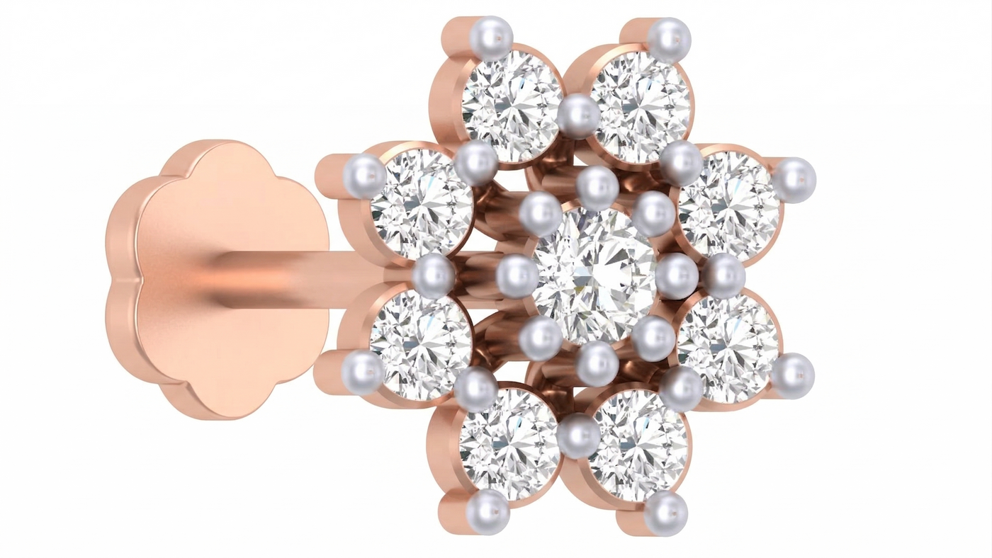 Gold & Diamond Stud Nose Pin KRC80184