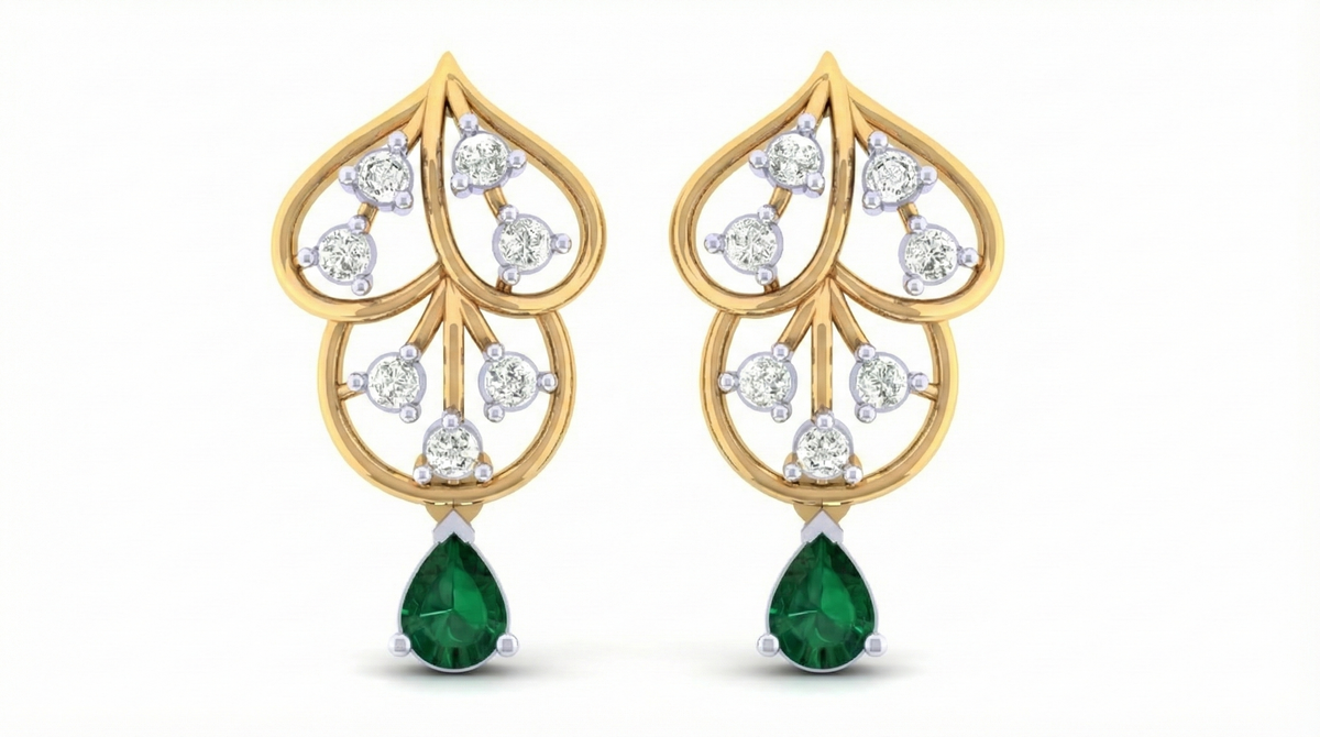 14K Gold & Diamond Women Gemstone Earring KRI44013EG