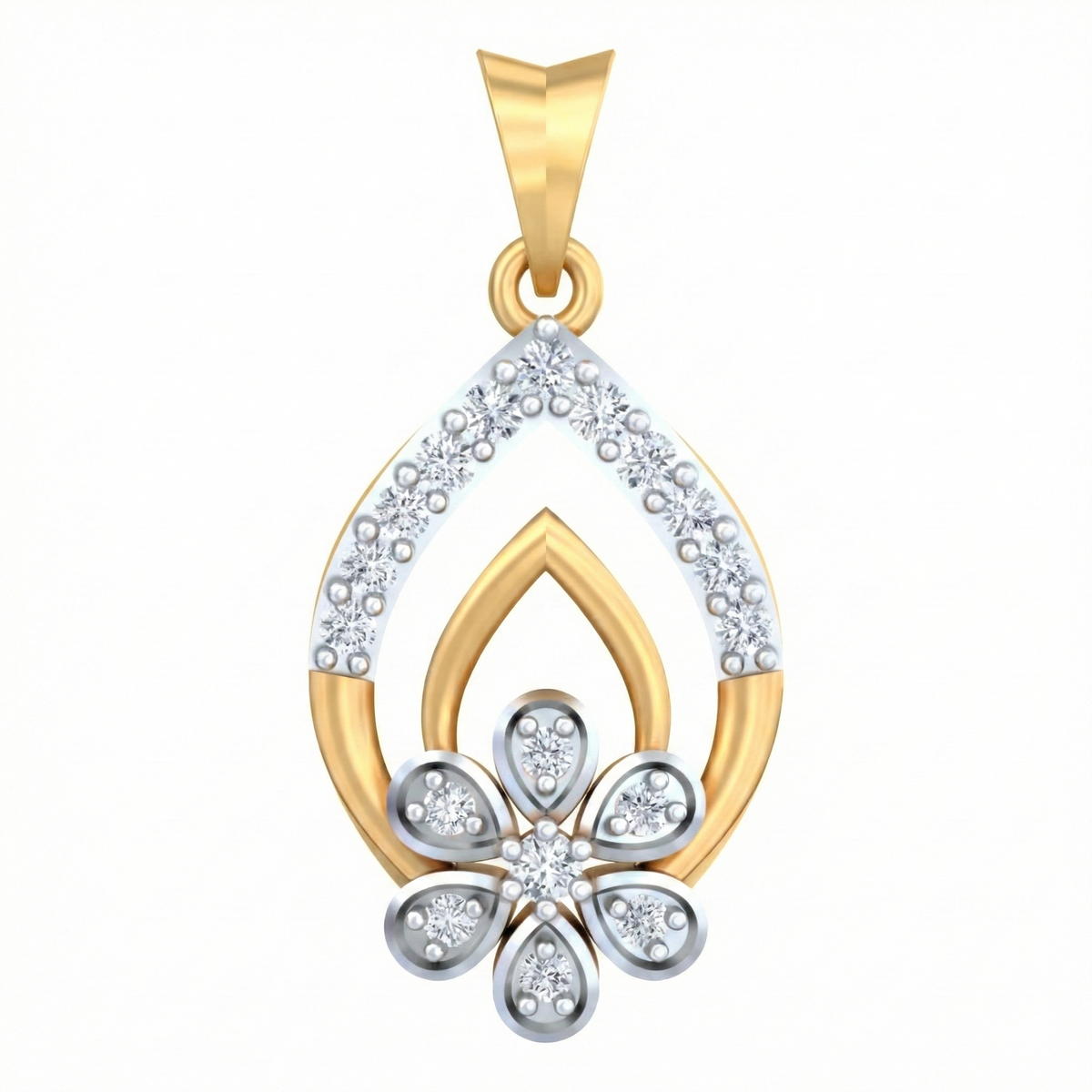 18K Gold & Diamond Floral Pendant Set KRB40077P