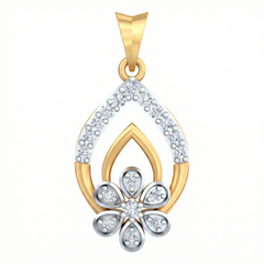 18K Gold & Diamond Floral Pendant Set KRB40077P