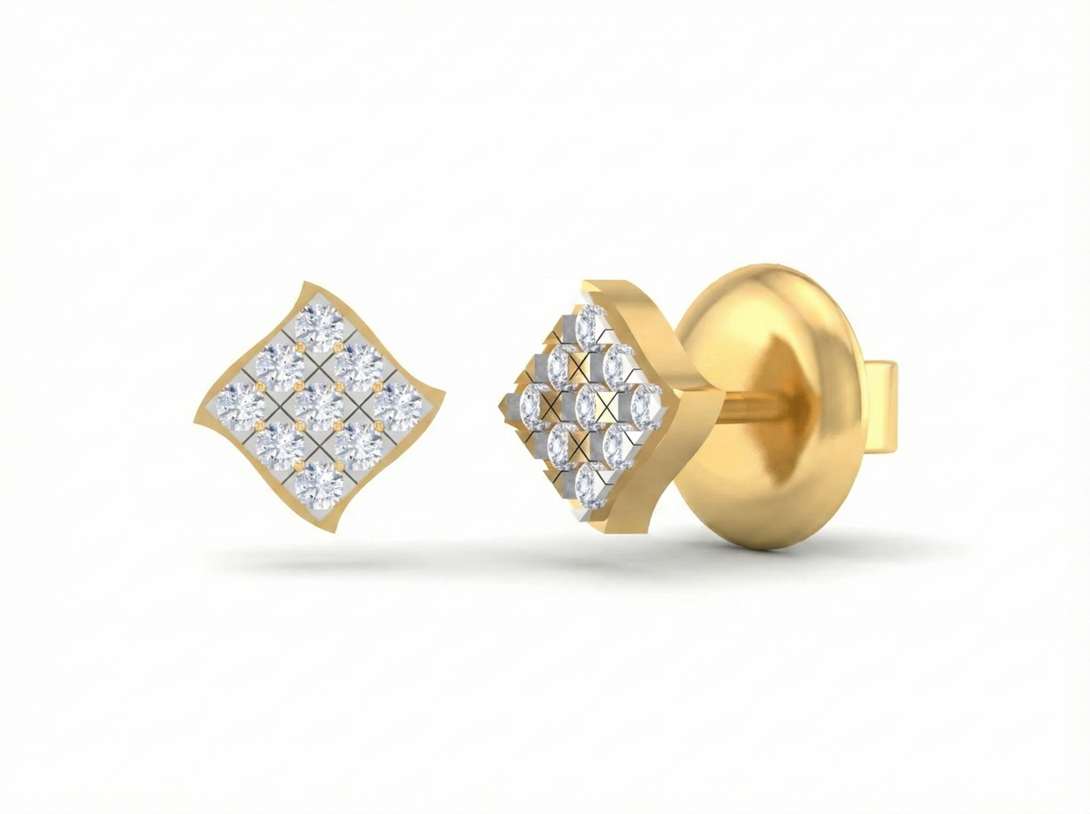 18K Gold & Diamond Women Stud Earring KSK031