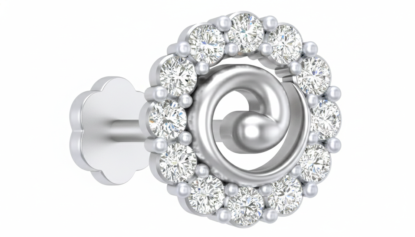 Gold & Diamond Round Nose Pin KRC80197