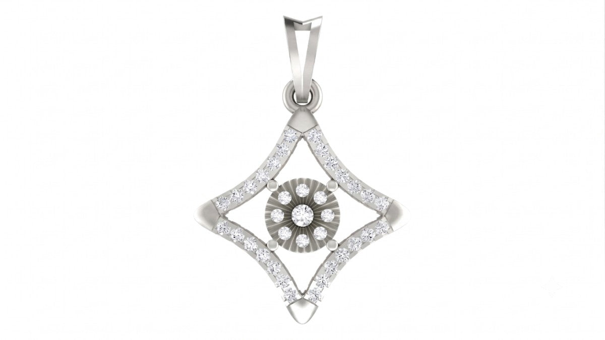 White gold & diamond Partywear Pendant set on white background