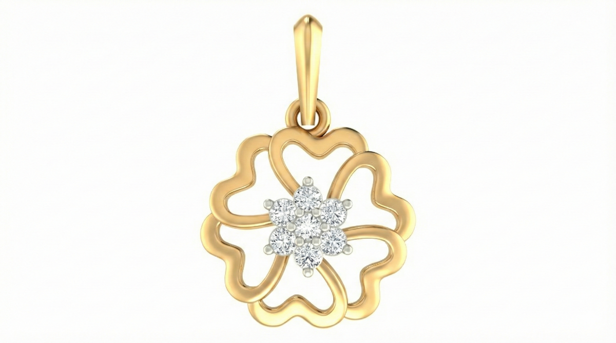 18K Gold & Diamond Floral Pendant Set KRA40150P