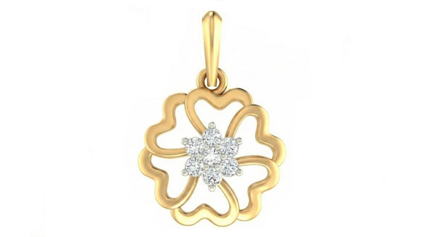 Gold & Diamond Floral Pendant Set KRC40602