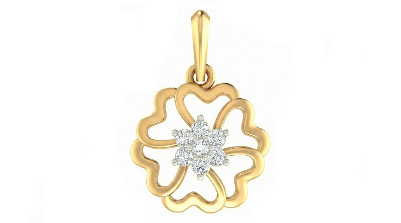 Gold & Diamond Floral Pendant Set KRC40602