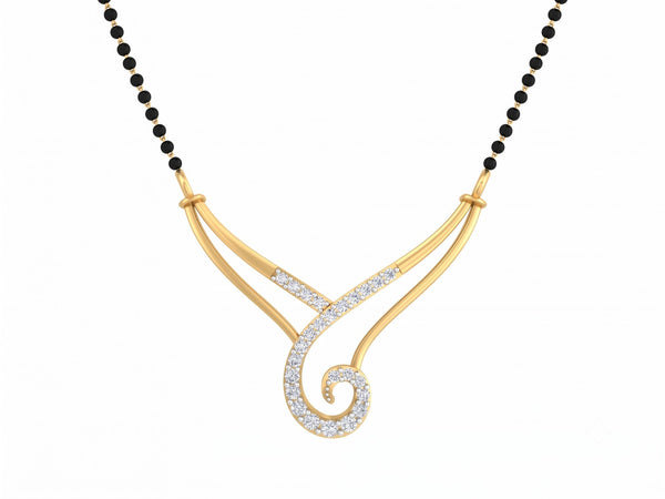Gold & Diamond Swirl Women Mangalsutra | KRB50035 | Kesav Diamond