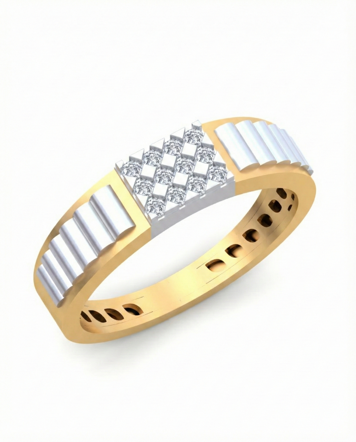 Gold & Diamond Band Ring For Men KRC20209