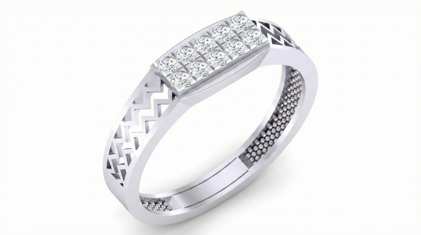 Gold & Diamond Band Ring For Men KRB20098