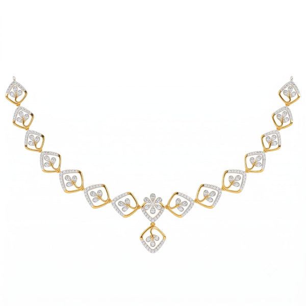 14K गोल्ड और डायमंड डेलीवियर नेकलेस सेट KRH44126N